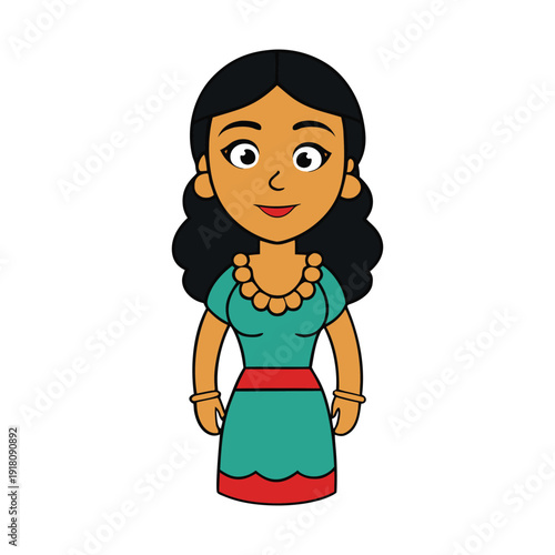 A confident Latin woman with warm brown skin, dark flowing hair, and expressive eyes, radiating strength, elegance, and vibrant cultural pride in her presence.
