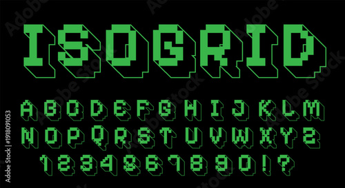 Isogrid Pixel Font - 3D Isometric Alphabet