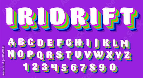 Iridrift Retro Font - Colorful 70s Psychedelic Rainbow Alphabet