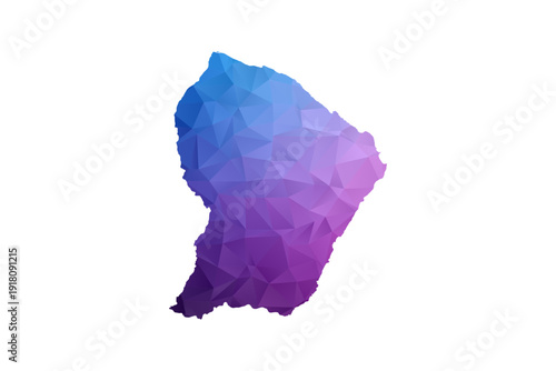 French Guiana Map - Polygon Style Vector Illustration in Blue and Purple Gradient, Low Poly Geometric Design, Isolated on White Background, Ideal for Infographics and Learning Materials.