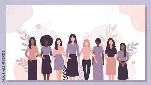 Celebrating Diversity and Empowerment A Group of Women Standing Together in Solidarity and Strength, Embracing Individuality and Unity