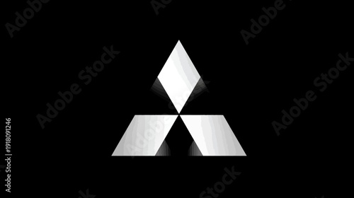 Abstract geometric design with three white diamond shapes arranged triangularly on a black background, modern minimalist pattern.