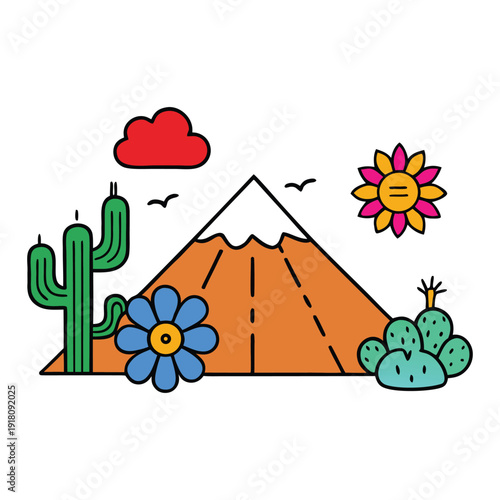 Bright Teide blooms and rugged cacti thrive on the volcanic slopes, creating a stunning contrast of colorful flowers against stark, rocky landscapes.
