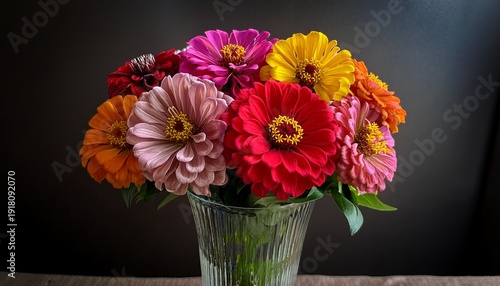 Wallpaper Mural a bouquet of mixed colored zinnia flowers in a vase mixed colors bouquet Torontodigital.ca