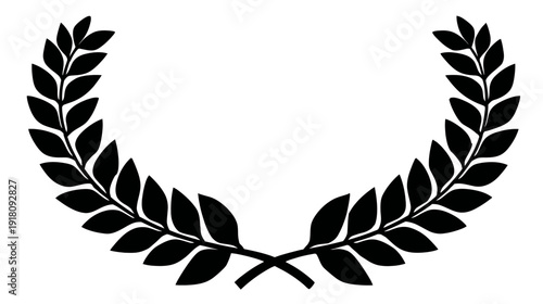 Black laurel wreath silhouette vector. Symbol of victory, achievement, award, honor, and success. Elegant classic emblem design.