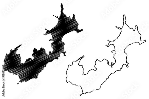 Kasado-jima island (Japan, East Asia, Japanese archipelago) map vector illustration, scribble sketch Kasadojima map