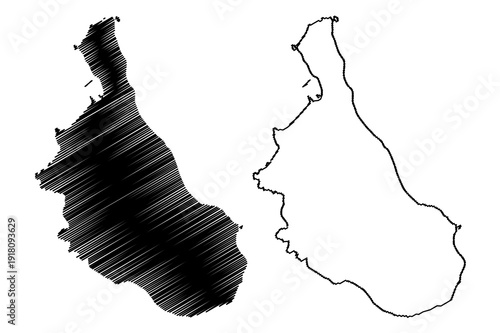 Kuchinoshima island (Japan, East Asia, Japanese archipelago, Tokara Islands) map vector illustration, scribble sketch Kuchinoshima map