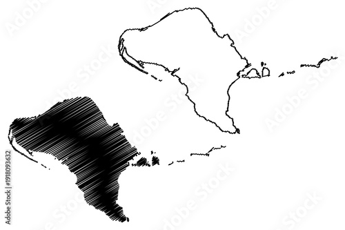 Kume island (Japan, East Asia, Japanese archipelago, Okinawa Islands) map vector illustration, scribble sketch Kume map