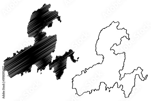 Kurahashi-jima or Nagato-jima island (Japan, East Asia, Japanese archipelago) map vector illustration, scribble sketch Kurahashi jima or Nagato jima map