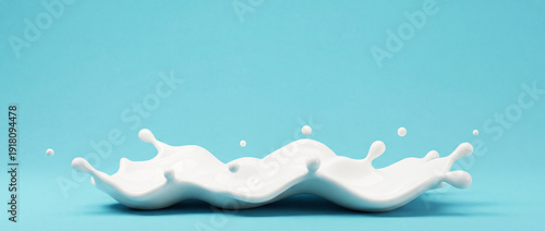 Panel kuchenny z motywem Blue background with splashes and drops of milk