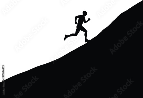 A person running up a steep hill, symbolizing a challenging journey.