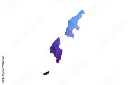 Northern Mariana Islands Map - Polygon Style Vector Illustration in Blue and Purple Gradient, Low Poly Geometric Design, Isolated on White Background, Ideal for Infographics and Learning Materials.