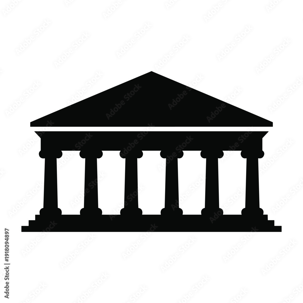 Fototapeta premium Classic ancient temple with columns on white background