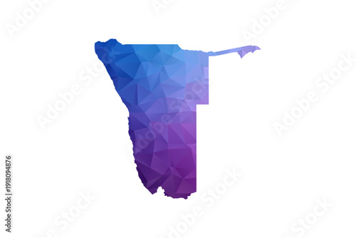 Namibia Map - Polygon Style Vector Illustration in Blue and Purple Gradient, Low Poly Geometric Design, Isolated on White Background, Ideal for Infographics and Learning Materials.