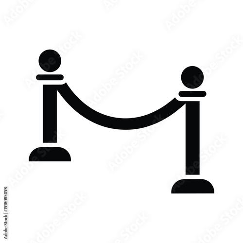 Modern stanchion barrier with velvet rope for queue management