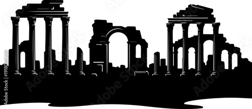 Ancient ruins silhouette vector illustration