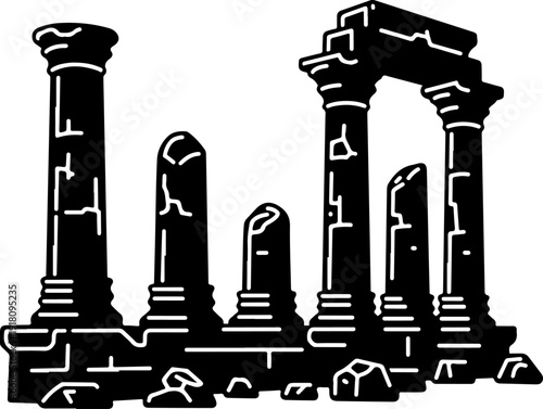Ancient ruins silhouette vector illustration