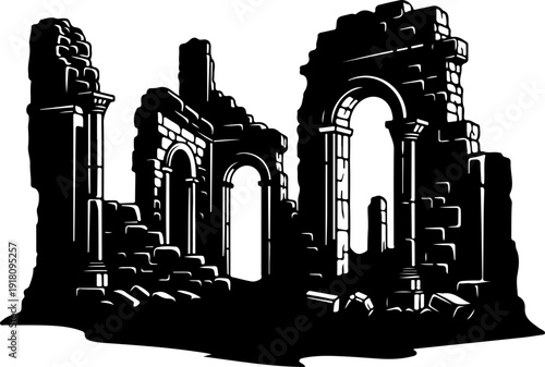 Ancient ruins silhouette vector illustration