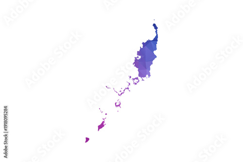Palau Map - Polygon Style Vector Illustration in Blue and Purple Gradient, Low Poly Geometric Design, Isolated on White Background, Ideal for Infographics and Learning Materials.