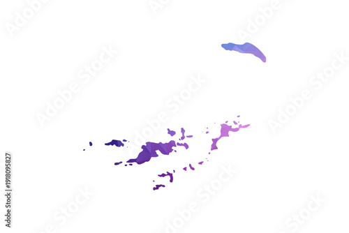 British Virgin Islands Map - Polygon Style Vector Illustration in Blue and Purple Gradient, Low Poly Geometric Design, Isolated on White Background, Ideal for Infographics and Learning Materials.