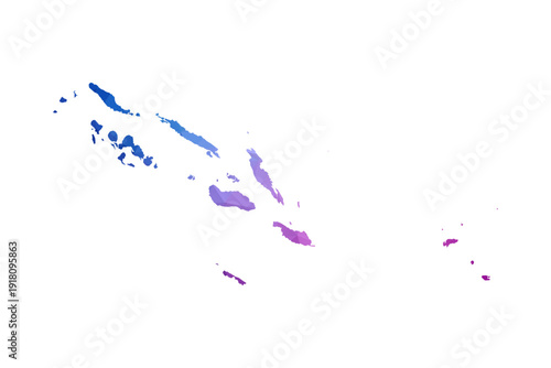 Solomon Islands Map - Polygon Style Vector Illustration in Blue and Purple Gradient, Low Poly Geometric Design, Isolated on White Background, Ideal for Infographics and Learning Materials.