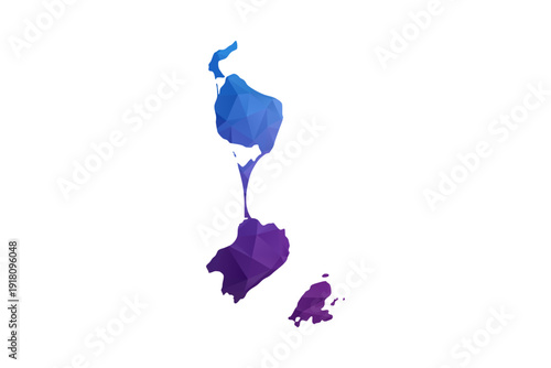 Saint Pierre and Miquelon Map - Polygon Style Vector Illustration in Blue and Purple Gradient, Low Poly Geometric Design, Isolated on White Background, Ideal for Infographics and Learning Materials.