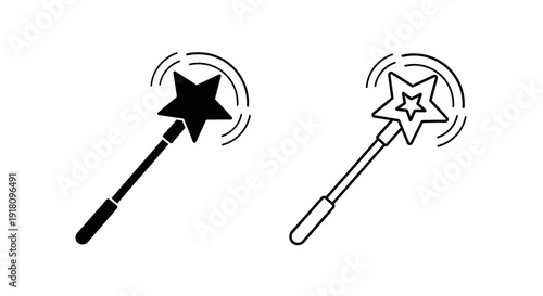 Illustration of two magic wands with stars and sparkles, vector art design Vector