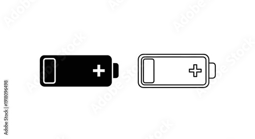 Battery icon set, rechargeable battery symbol, power source illustration, electric charge sign Vector