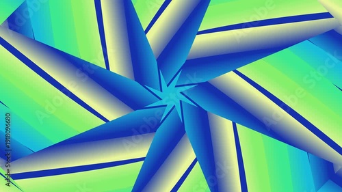Hypnotic Blue Green Gradient Abstract Kaleidoscope Motion Background Loop.