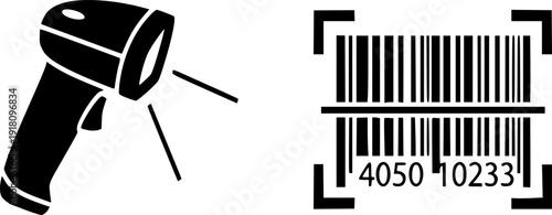 Scanner vector black set icon. Isolated black set icon barcod code. Vector illustration scanner on white background.
