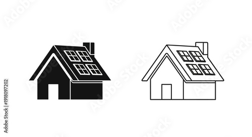 Modern solar panel homes with energy efficient roof designs Vector