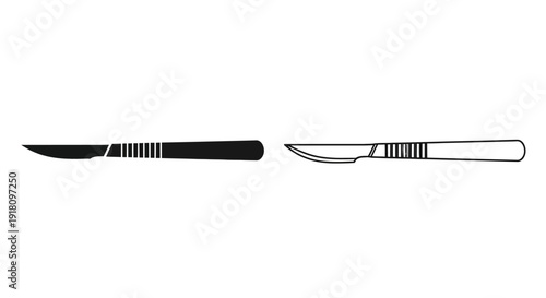 Surgical instruments set, precision tools for medical procedures, high-quality scalpel blades Vector
