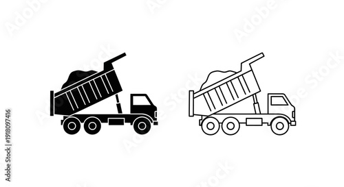 Two dump trucks carrying construction materials, vector illustration Vector