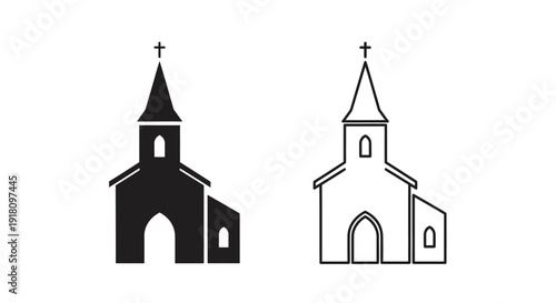 Two church buildings icon design style vector illustration Vector