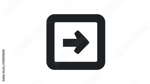 Right Arrow Icon in Black Rounded Square. Forward, Next, Proceed Symbol for User Interface, Web Design, and Digital Navigation.