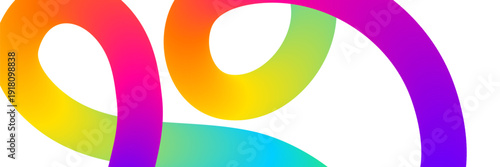 Gradient Line Shapes forming abstract swirl pattern and smooth organic curve in three dimensional style. Vector illustration for technology poster, graphic designer backgrounds and vibrant art design