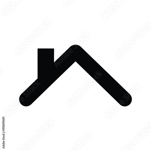 Simple black outline of a house roof with a chimney