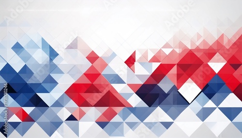 abstract geometric background with red blue and white triangles