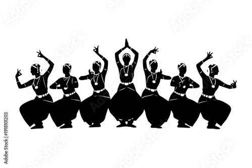 Traditional Dance Silhouette Artwork – Solid Black Vector