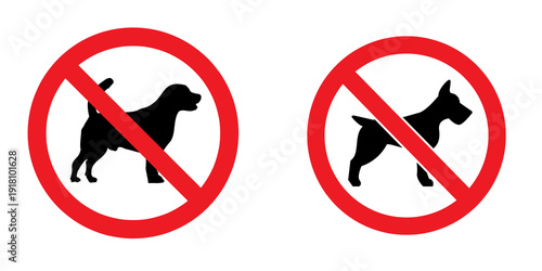 Photography Two dogs with no entry sign icons isolated on transparent background