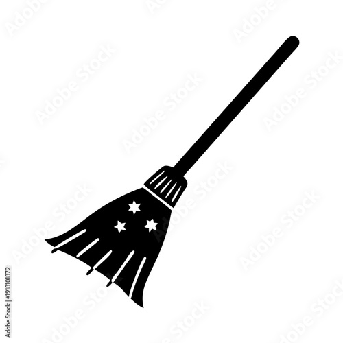 Simple Witch Broomstick Icon Vector