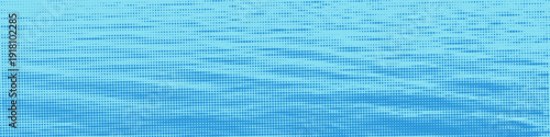 Color halftone texture of blue sea or ocean waves, fading dot effect. Vector halftone dots background.	
