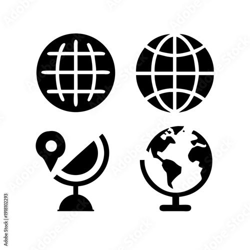 Modern globe icons for global business and travel concepts