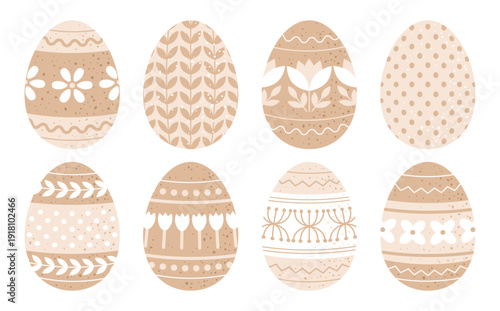 Collection of Easter eggs with different patterns