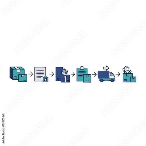 Logistics Process Infographic Icons.