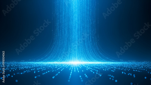 Blue Digital Particle Stream in Dark Background digital particles