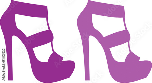 Purple highheeled shoes with two straps and stiletto heel