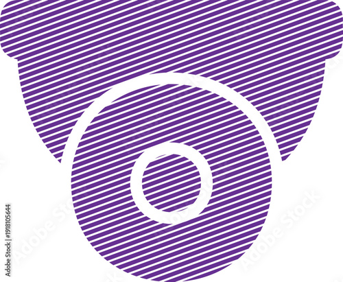 Purple snail shell icon with white lines and circle design element