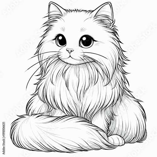 A cute cartoon cat illustration on transparent background