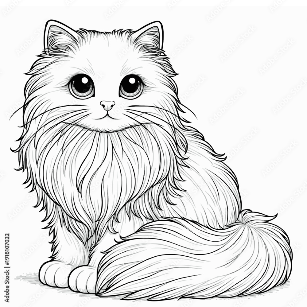 Obraz premium A cute cartoon cat illustration on transparent background